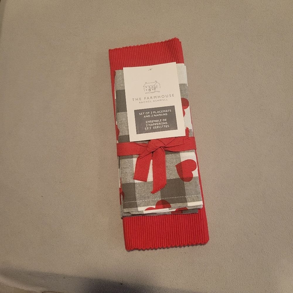 The Farmhouse Red and Gray Placemats Set valentine's day